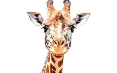 Fototapeta premium A giraffe is staring at the camera with its mouth open