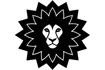 Lion Mandala silhouette black color, vector illustration 