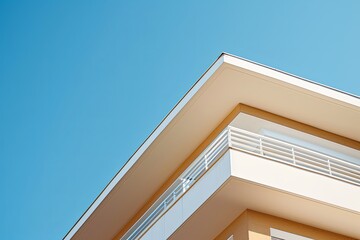 Modern architecture: Beige and white geometric shapes on apartment building corner