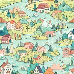 Obraz premium autumn landscape with trees pattern