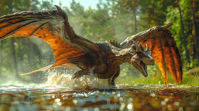 A microraptor perched on a branch, carefully plucking an insect from a leaf, captured on a Hasselblad 907X 100C for a close-up view. The image showcases the dinosaur's sharp beak, delicate claws, and