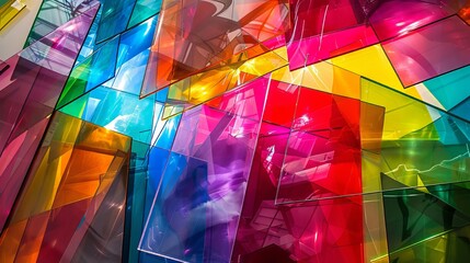 Fototapeta premium Colorful Glass Panels In A Modern Building
