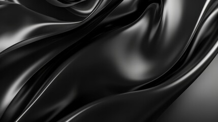 Obraz premium Smooth flowing black fabric folds creating an abstract, fluid, and elegant visual effect.