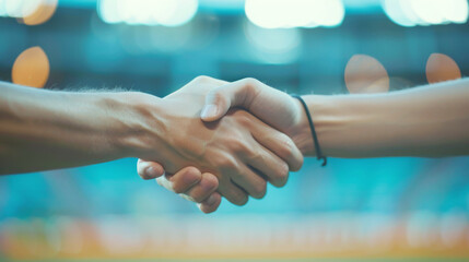 Close-up of Two Hands Shaking in Agreement with Blurred Background, Symbolizing Partnership and Collaboration