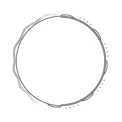 Abstract Black Simple Line Round Circle With Leaf Leaves Frame Flowers Doodle Outline Element Vector Design Style Sketch Isolated Illustration For Wedding And Banner