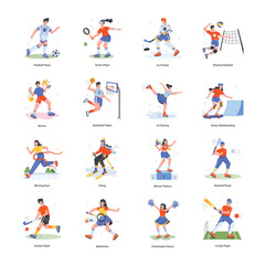 Fototapeta premium Sport Players Flat icons 
