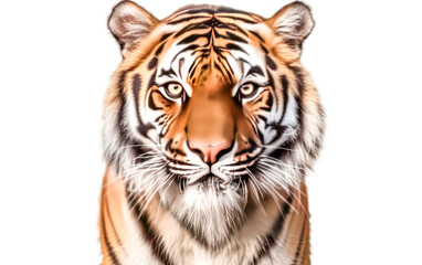 Fototapeta premium A tiger with yellow eyes stares at the camera.
