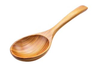 Wooden Spoon With Curved Handle, designed for cooking and serving, made from smooth, durable wood. Isolated on transparent background, png.