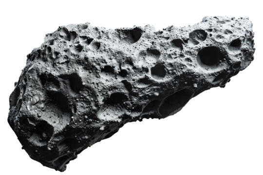 Asteroid Rocks in Space Die Cut PNG Style Isolated on White and Transparent Background