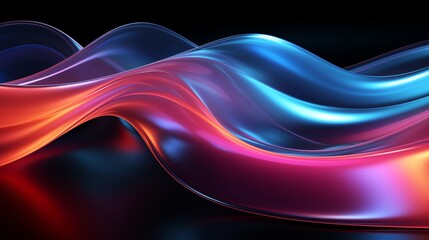 Naklejka premium Abstract Digital Artwork with Colorful Fluid Waves in Blue and Red
