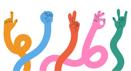 Obraz premium Hand arm flexible colorful isolated set concept. Vector graphic design illustration 