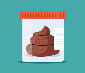 Stool poop sample medical analysis test isolated concept. Vector graphic design illustration