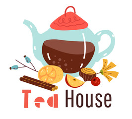 Coffee tea house logo isolated concept. Vector graphic design illustration
