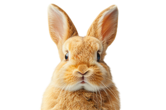 Happy bunny portrait die cut PNG style, isolated on white and transparent background