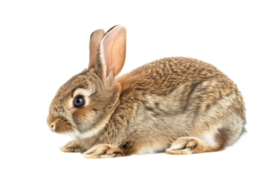 Happy rabbit on floor die cut PNG style isolated on white and transparent background