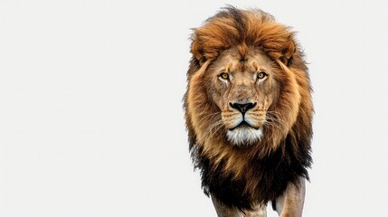 Obraz premium Lion isolated on white background. The lion (Panthera leo) is a large cat of the genus Panthera, native to Africa and India