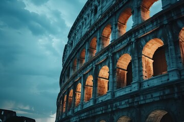 Fototapeta premium Breathtaking sunrise over the colosseum in rome, italy, captured in high quality
