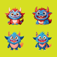 Fototapeta premium Cute Mosnter character with vibrant color