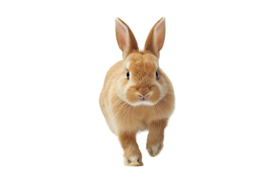 Running bunny studio portrait die cut PNG style isolated on white and transparent background