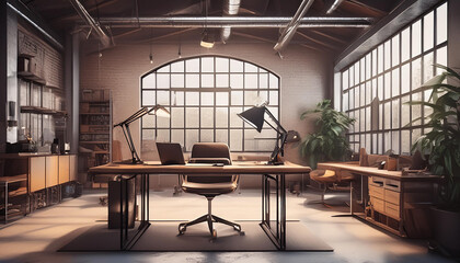 minimalist work space with an industrial concept