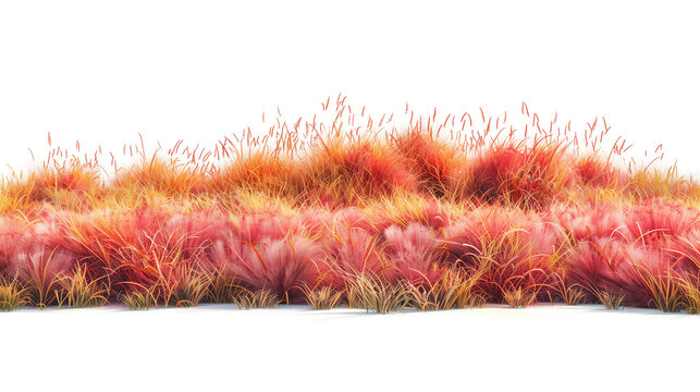 The ornamental grass Imperata cylindrica 'Red Baron'. Red Grass Blades from a Close-up Overhead View - Grass Texture With Copy Space. red grass in the wind. Red grass meadow. Red pampas grass. 