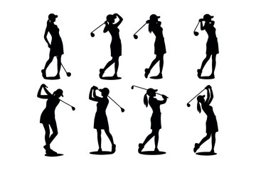 golf player vector art illustration in various poses,