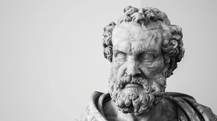 Obraz premium marble sculpture statue of old ancient men with beard greek roman citizen on white background