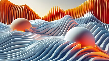 Abstract Wavy Landscape With Spheres