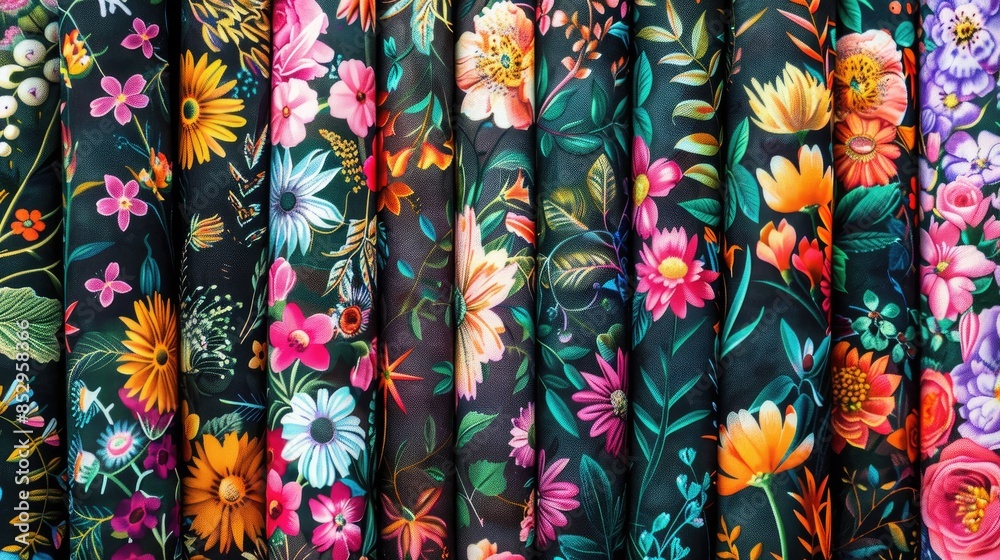 Sticker colorful floral fabric prints for textile design