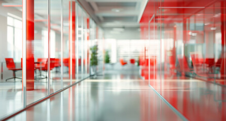 Fototapeta premium Through the looking glass A closer look at modern office environments and red accents