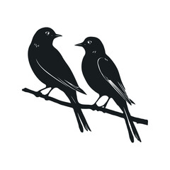 Couple Bird Black Color Vector