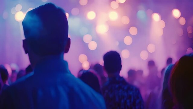 Blurry guest reaction shots displayed on a slideshow on the wall