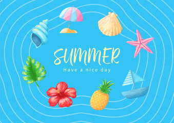 夏のイメージ要素　ベクターのイラスト素材　夏のイラスト