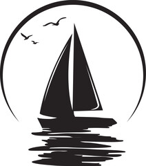 Sailboat Ocean SVG Cut File for Cricut and Silhouette, EPS Vector, DXF , PNG , JPEG , Zip Folder