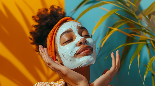 an African American woman using a skincare mask as part of her self-care morning routine