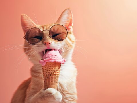 Kitten eating ice cream cone and holding it deals