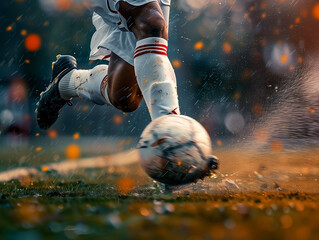soccer player kicking ball