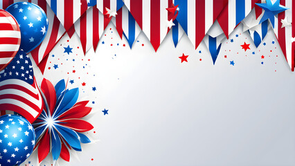 Obraz premium Fourth of July aesthetic wallpaper, Independence day concept background, USA holiday, AI generated