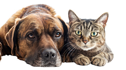 Dog and cat friends on a transparent background