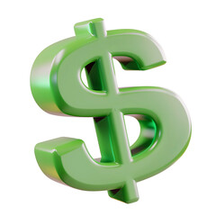 3d render icon of dollar money symbol isolated on transparent background