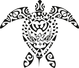turtle maori tribal tattoo black vector