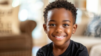 Happy Young Boy with a Bright Smile Against a Clean White Background, Capturing Innocence and Joy in a Minimalistic Setting