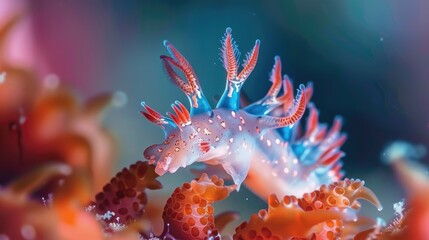 Incredible Tiny Sea Creature Doriprismatica cyanomarginata a Coral Reef Dwelling Sea Slug