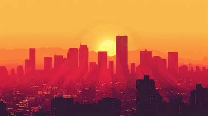 Fototapeta premium City skyline pop art retro vector illustration