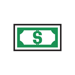 Banknote icon with dollar symbol, made in color style.