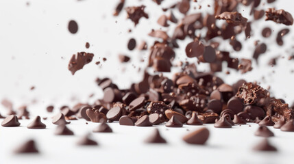 Obraz premium Chocolate Chip Morsels Falling into Bowl