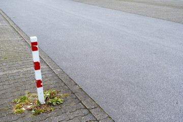 parking lots with red white pile