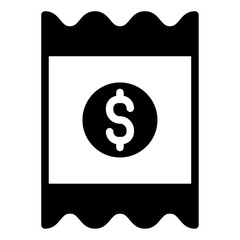 Receipt glyph icon vector for mobile app, website, logo and presentation design.