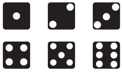 Vector dice set with six faces with different numbers of dots
