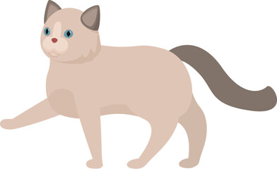 Illustration of a beige cat walking with its paw raised